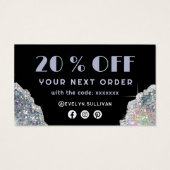 Silver faux iridescent glitter-kaart visitekaartje (Achterkant)