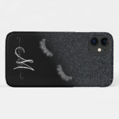 Silver Faux Lashes Black Glitter Ombre Case-Mate iPhone Case (Achterkant (horizontaal))
