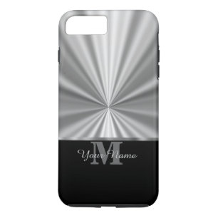 Silver faux metallisch zwart monogram iPhone 8/7 plus hoesje