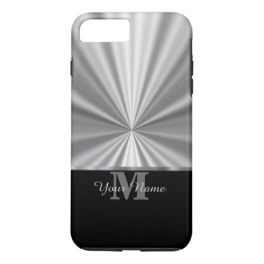 Silver faux metallisch zwart monogram Case-Mate iPhone case (Achterkant)