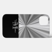 Silver faux metallisch zwart monogram Case-Mate iPhone case (Achterkant (horizontaal))