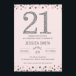 Silver faux Silver 21st Birthday Party Invitation Kaart<br><div class="desc">Deze faux Silver 21st Birthday-uitnodiging is eenvoudig maar elegant. Het is voorzien van een roze en faux zilveren polkadogrens boven en onder het ontwerp. De achtergrond is stoffig roze. Ik heb een groot faux zilver getal bovenaan en een paar eenvoudige dividers. De roze en faux Silver 21ste verjaardag uitnodiging van...</div>