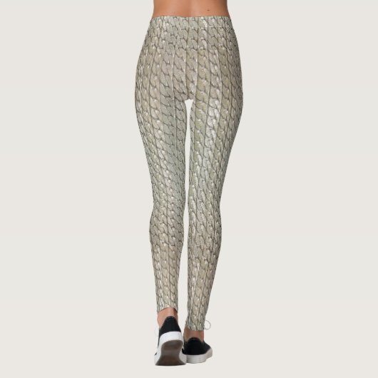 Silver Faux Snake Skin Leggings Mannelijk/Vrouw (Achterkant)