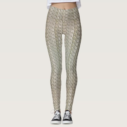 Silver Faux Snake Skin Leggings Mannelijk/Vrouw (Voorkant)