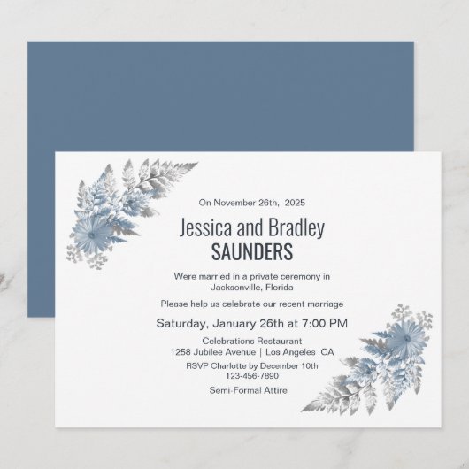 Silver Fern bruiloft receptie Kaart (Voorkant / Achterkant)