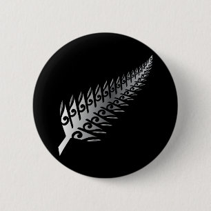 Silver Fern New Zealand Maori Style - Gift Idea Ronde Button 5,7 Cm