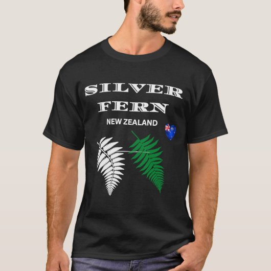 Silver Fern van Nieuw-Zeeland, vlaggen van Kiwi L T-shirt (Voorkant)