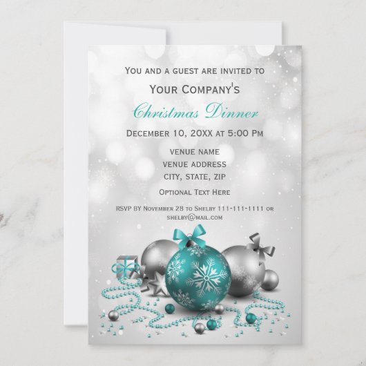 Silver Festive Corporate Kerstparty nodigt uit Kaart (Voorkant)