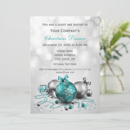 Silver Festive Corporate Kerstparty nodigt uit Kaart (Staand voorkant)