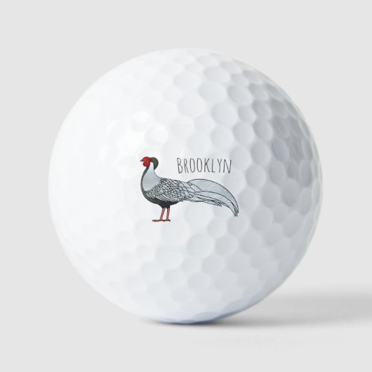 Silver Fheasant bird cartoon-illustratie Golfballen (Voorkant)