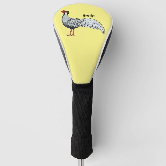 Silver Fheasant bird cartoon-illustratie Golfheadcover (Voorkant)