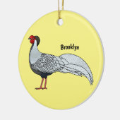 Silver Fheasant bird cartoon-illustratie Keramisch Ornament (Links)