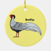 Silver Fheasant bird cartoon-illustratie Keramisch Ornament (Achterkant)