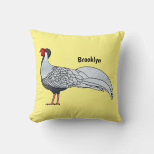 Silver Fheasant bird cartoon-illustratie Kussen