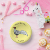 Silver Fheasant bird cartoon-illustratie Papieren Kommen (Feest)