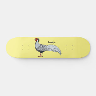 Silver Fheasant bird cartoon-illustratie Persoonlijk Skateboard