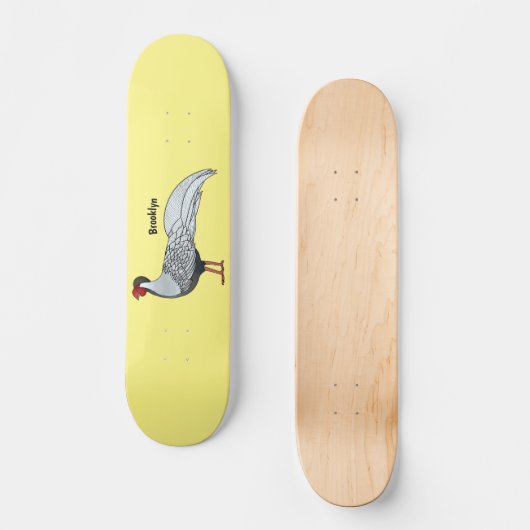 Silver Fheasant bird cartoon-illustratie Persoonlijk Skateboard (Voorkant)