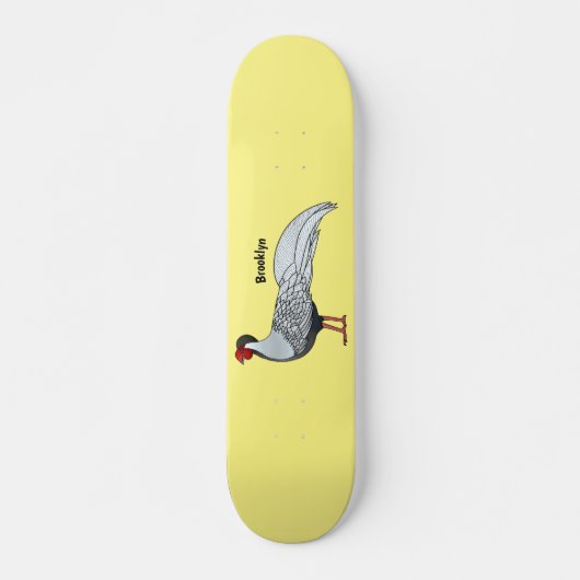 Silver Fheasant bird cartoon-illustratie Persoonlijk Skateboard (Voorkant)