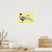 Silver Fheasant bird cartoon-illustratie Poster (Keuken)