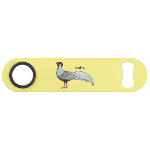 Silver Fheasant bird cartoon-illustratie Speed Flessenopener