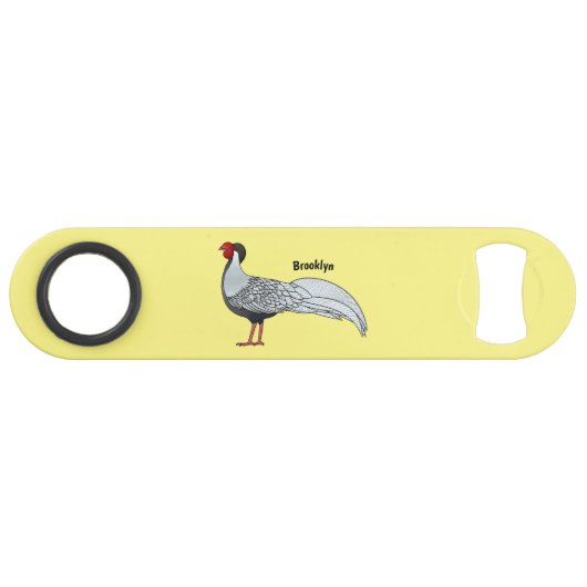 Silver Fheasant bird cartoon-illustratie Speed Flessenopener (Voorkant (Horizontaal))