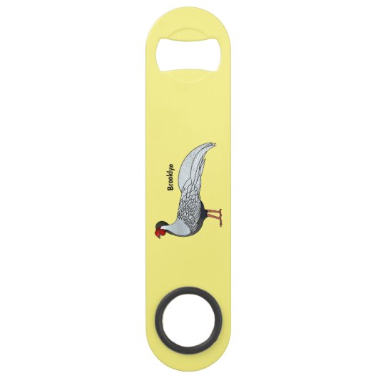 Silver Fheasant bird cartoon-illustratie Speed Flessenopener (Achterkant)