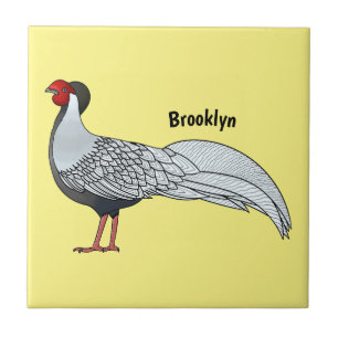 Silver Fheasant bird cartoon-illustratie Tegeltje