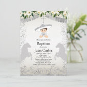 Silver Fiesta Boy Baptism Christening Kaart (Staand voorkant)