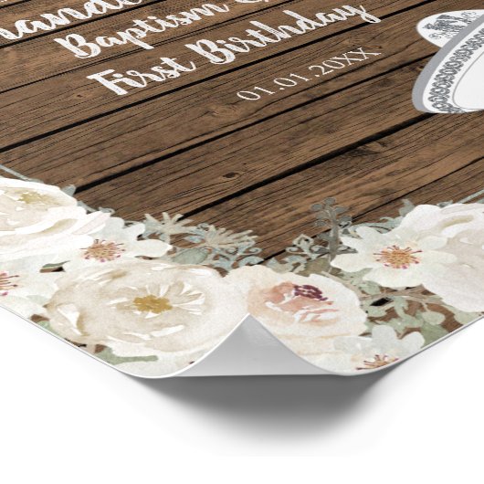 Silver Fiesta Boy Baptism en Birthday Welcome Poster (Hoek)