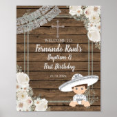 Silver Fiesta Boy Baptism en Birthday Welcome Poster (Voorkant)