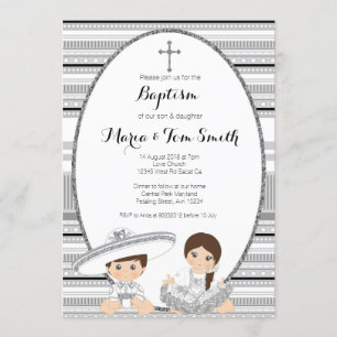 Silver Fiesta Boy & Girl Baptism Christening Kaart