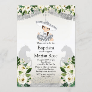 Silver Fiesta Girl Baptism Christening Kaart