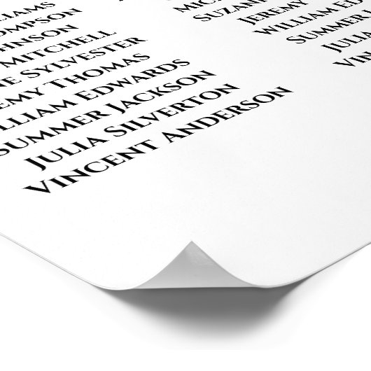 Silver Filigree 12 Table Wedding Seating Chart Poster (Hoek)