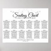 Silver Filigree 12 Table Wedding Seating Chart Poster (Voorkant)