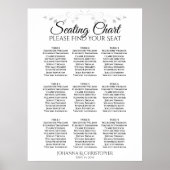 Silver Filigree 9 Table Wedding Seating Chart Poster (Voorkant)