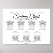 Silver Filigree Chic 7 Table Wedding Seding Chart Poster (Voorkant)