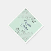 Silver Filigree Elegant Mint Green & Navy Wedding Servet (Hoek)