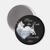 Silver Filigree Heart & White Roses Magneet (Voorkant / Achterkant)