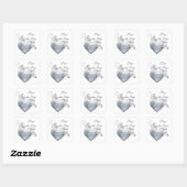 Silver Filigree Heart & White Roses Vierkante Sticker (Vel)