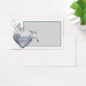 Silver Filigree Heart & White Roses Visitekaartjes (Bureau)
