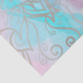 Silver Filigree Henna Ornaments on Pink Turquoise Tissuepapier (Detail)