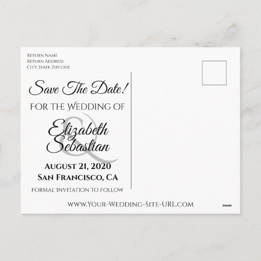 Silver Filigree Hij stal mijn hart Save Date Kaart (Achterkant)