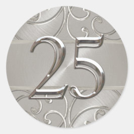 Silver Filigree Swirls 25 Ronde Sticker