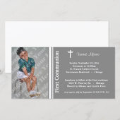Silver First Communication Photo Invitation (Voorkant / Achterkant)