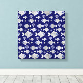 Silver Fish Evil Eye Patroon Canvas Afdruk (Insitu (Houten vloer))