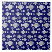 Silver Fish Evil Eye Patroon Tegeltje (Voorkant)