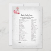 Silver Flamingo Ballerina Baby Shower Game Kaart (Voorkant)