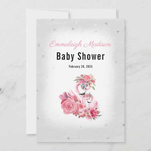 Silver Flamingo Ballerina Baby Shower Game Kaart (Achterkant)