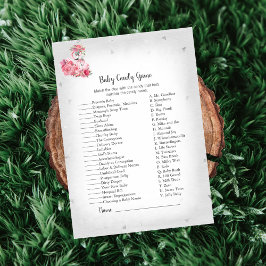 Silver Flamingo Ballerina Baby Shower Game Kaart