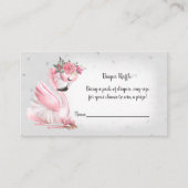 Silver Flamingo Ballet Baby shower Luier Raffle Informatiekaartje (Voorkant)